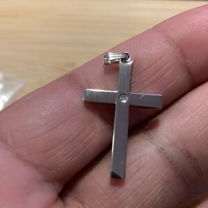 Sterling Silver Diamond Cross Pendant unisex